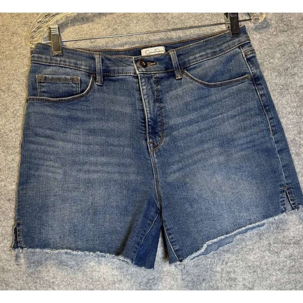 Jessica Simpson Denim Cut Off Shorts Size 6 Frayed Hem Side Slits High Wasted